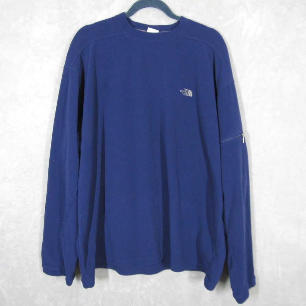 The North Face Fleece Long Sleeve Shirt Mens XXL Blue Crewneck Pullover